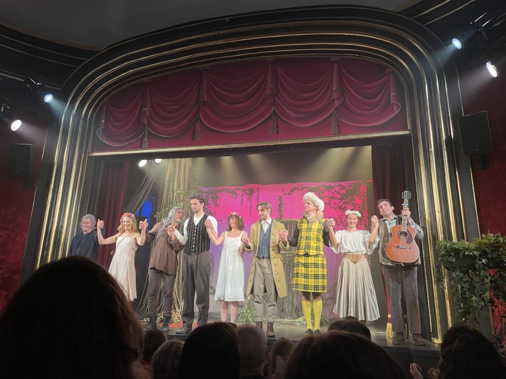 The troupe of As You Like It at the Théâtre de la Pépinière during the salutes. The show is one of the big winners of the Molières with 4 awards.